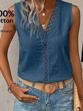 Sleveeless top blouse L 100% Cotton